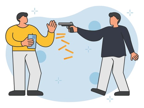 Gunpoint robbery crime background illustration vector