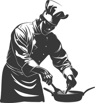 AI generated Silhouette Chef in action full body black color only vector