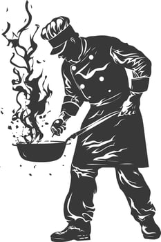 AI generated Silhouette Chef in action full body black color only vector
