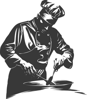 AI generated Silhouette Chef in action full body black color only vector