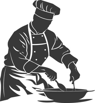 AI generated Silhouette Chef in action full body black color only vector