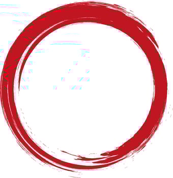 Grunge circle frame. Grunge circle drawn with brush strokes. A red circle drawn in ink. vector