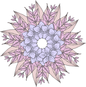 The image depicts an intricate floral design in a mandala or circular pattern. png