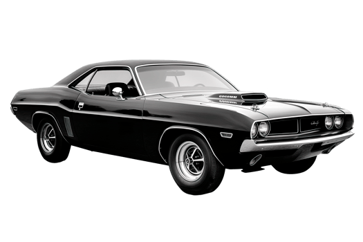 AI generated American classic car black and white isolated photo png