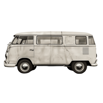 AI generated German classic van black and white isolated photo png