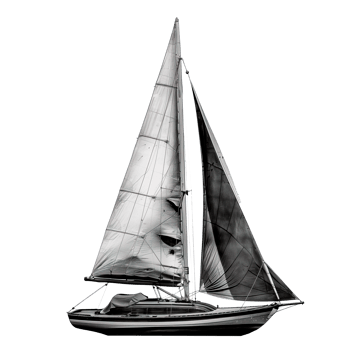 AI generated Vintage yacht boat black and white isolated photo png