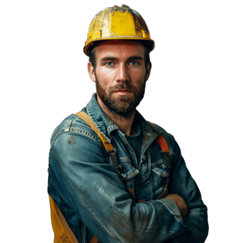 AI generated Confident construction worker with a yellow helmet png