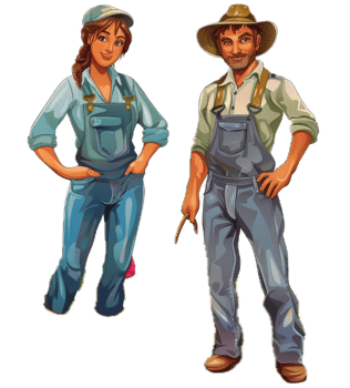 AI generated Happy Farmers with Fresh Harvest Vegetables png