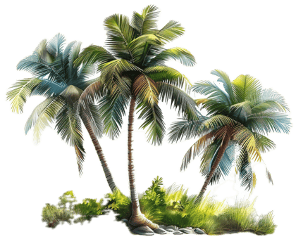 AI generated Tropical Palm Trees with Lush Greenery png