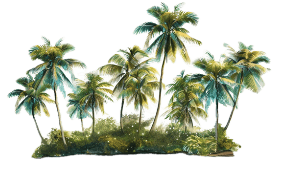 AI generated Tropical Palm Trees with Lush Greenery png