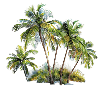 AI generated Tropical Palm Trees with Lush Greenery png