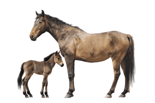 AI generated Adult Horse and Foal png