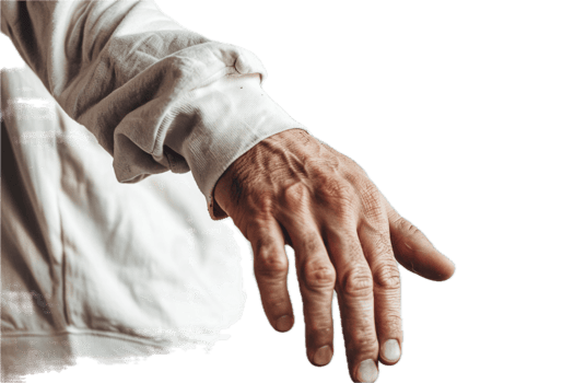 AI generated Extended Human Hand in Plaid Shirt png