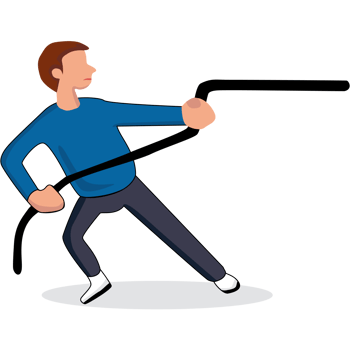 A guy is pulling all his strength the rope. png