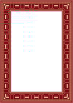 gold and red square Egyptian ornament. Endless Rectangle, Ring of Ancient Egypt. Geometric African frame vector