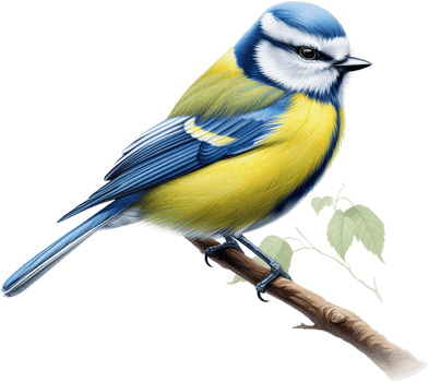 AI generated Blue Tit Bird with Elegant Stripes Watercolor Art png