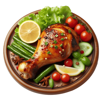 Chicken leg piece isolated on transparent background png
