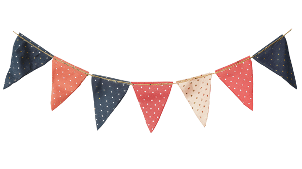 AI generated Party flag garland PNG. Colorful flag garland for birthday parties and other celebrations PNG. Colorful knitted party flags on a string PNG