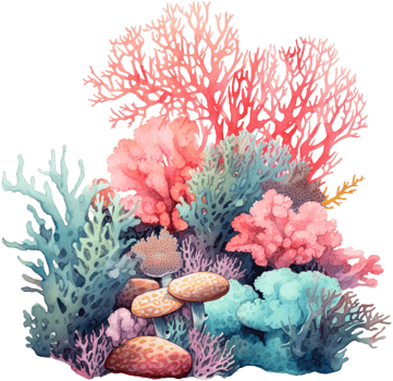 AI generated Delicate Watercolor Coral Reef with Subtle Hues and Textures png