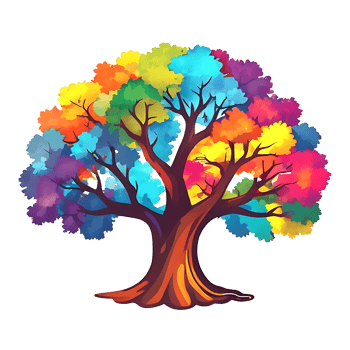 colorful tree with leaves on transparent background png