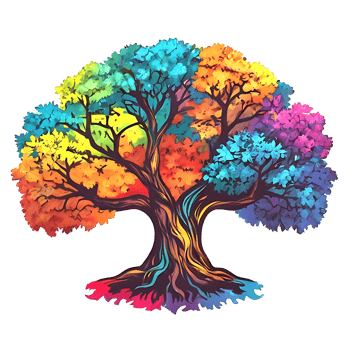 colorful tree with rainbow colors png