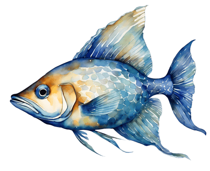 Watercolor and painting colorful fish element. Sea animal Illustration png