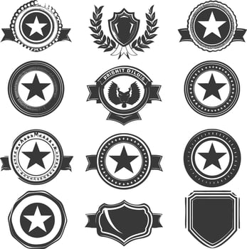 AI generated Silhouette Vintage retro vector badges and labels black color only