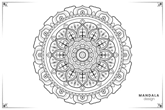 Geometric floral mandala design, ornate ethnic oriental style in format for coloring book, suitable for mehndi, textiles, posters and tattoos vector