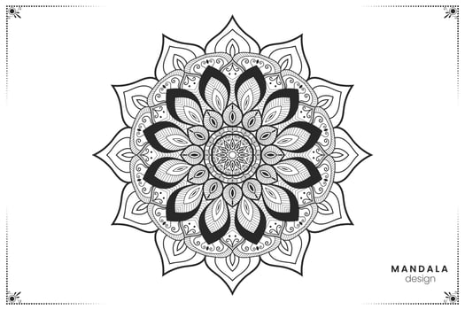 Geometric floral mandala design, ornate ethnic oriental style in format for coloring book, suitable for mehndi, textiles, posters and tattoos vector