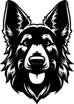 German Shepherd, Black and White illustration vector
