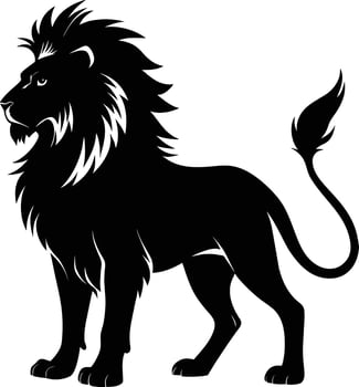 a black and white illustration of a lion vector