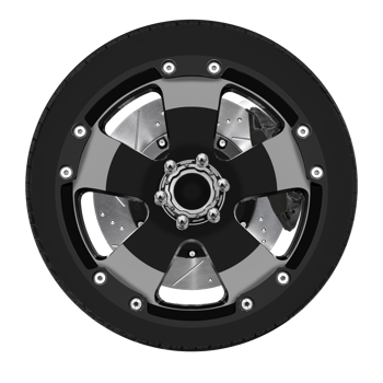Black car wheel with brake caliper brake disc and tire png