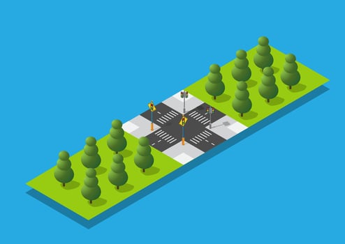 Isometric urban megalopolis top view of the city infrastructure town, street modern, real structure, architecture 3d illustration elements different buildings vector