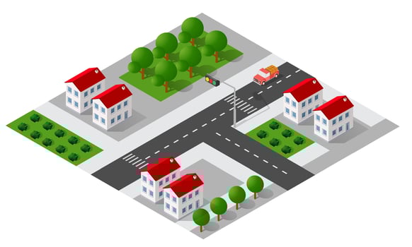 Isometric urban megalopolis top view of the city infrastructure town, street modern, real structure, architecture 3d illustration elements different buildings vector