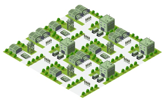 Isometric urban megalopolis top view of the city infrastructure town, street modern, real structure, architecture 3d illustration elements different buildings vector