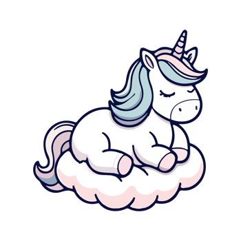 cute icon character unicorn sleeping in cloud png