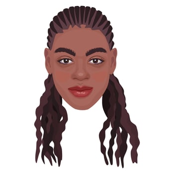 Beautiful African woman with braids. Head of young female isolated on white background. Avatar. vector