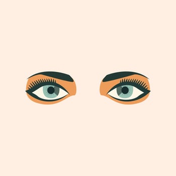Green Eyes Vivid Flat Image. Perfect for different cards, textile, web sites, apps vector