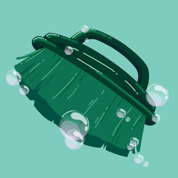 Scrub brush with bubbles around illustration vector