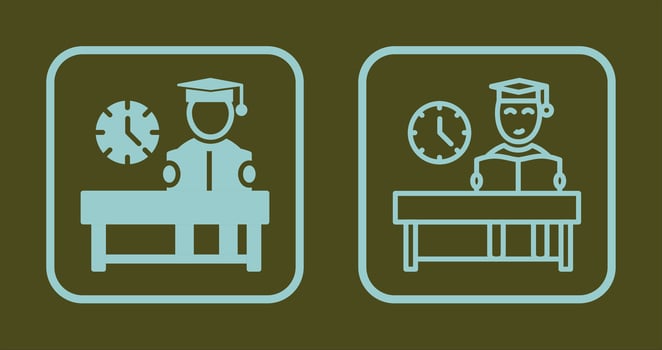 Studying on Desk I Icon vector
