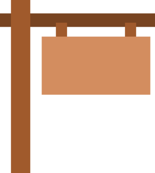 Brown wooden sign post icon png