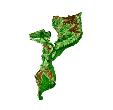Mozambique Topographic Map 3d realistic map Color 3d illustration png