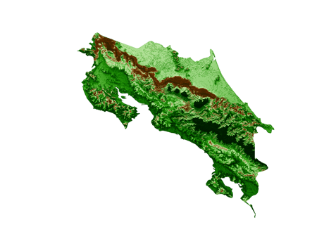 Costa Rica Topographic Map 3d realistic map Color 3d illustration png