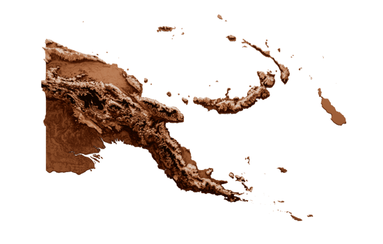 Map of Papua New Guinea in old style, brown graphics in a retro style Vintage Style. High detailed 3d illustration png