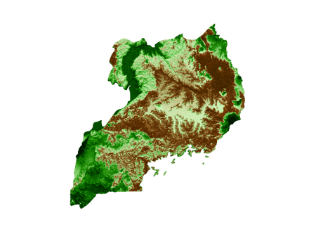 Uganda Topographic Map 3d realistic map Color 3d illustration png