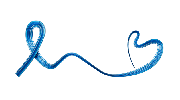 Blue November ribbon 3d Heart shape made with brush stroke ribbon 3d illustration png
