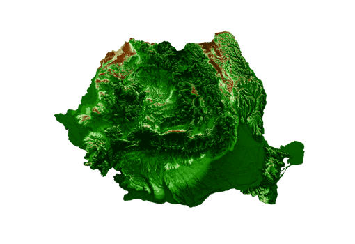 Romania Topographic Map 3d realistic map Color 3d illustration png