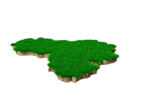 Venezuela Map soil land geology cross section with green grass and Rock ground texture 3d illustration png