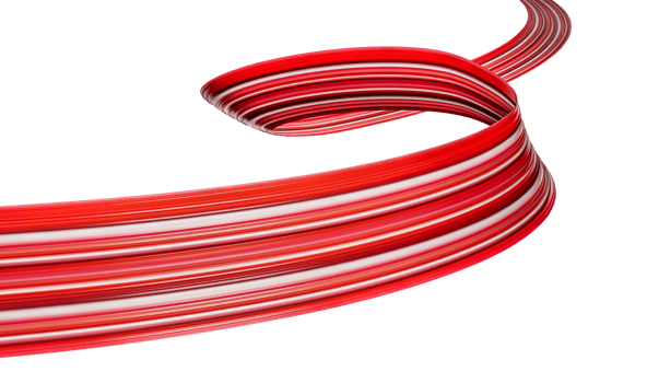 Stripes, abstract effect, paint splash, colorful curl, artistic spiral. Vivid red ribbon. 3d illustration png
