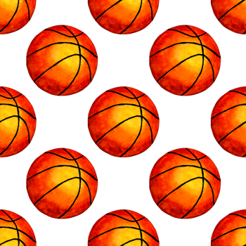 Basketball ball seamless background. Watercolor illustration. Perfect for wallpapers, covers, wrapping, packaging, fabric design and any decor. Isolated. Drawn by hand. png